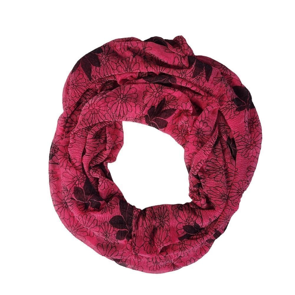 Lavello Infinity floral pattern pink black scarf